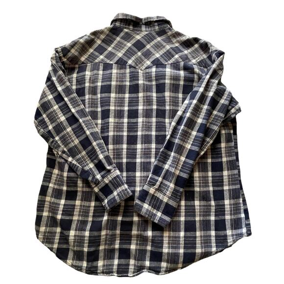 ELY Cattleman Men's 2XL Tall Blue Plaid Flannel Western Fall Button Up‎ - Picture 6 of 8